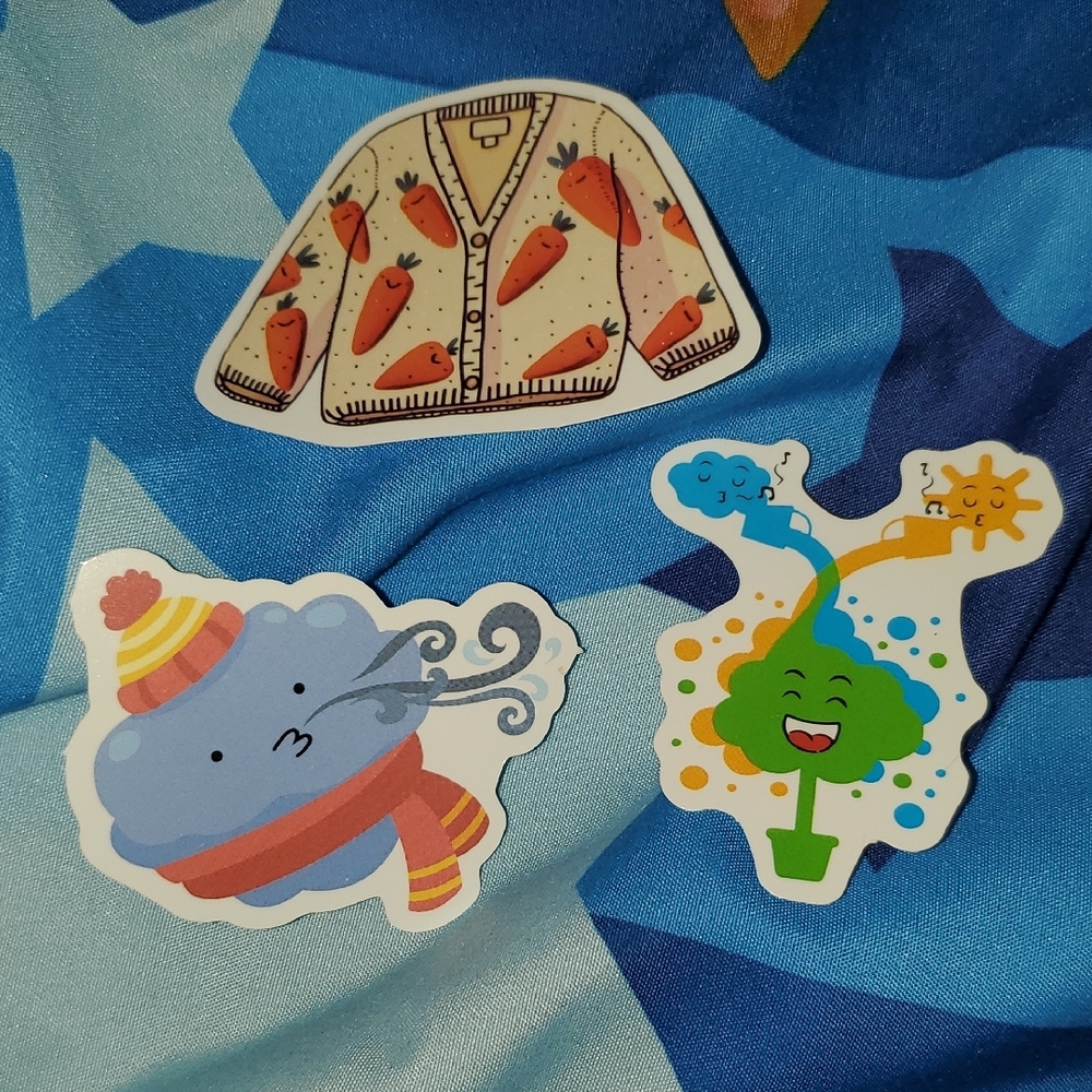 🌈FREE W/BUNDLE🌈 Set of 3 Cute Cloud Carrot Stickers